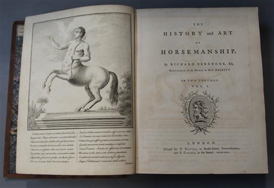 Berenger, Richard - The History and Art of Horsemanship, 2 parts in 1, 4to calf, with frontis and